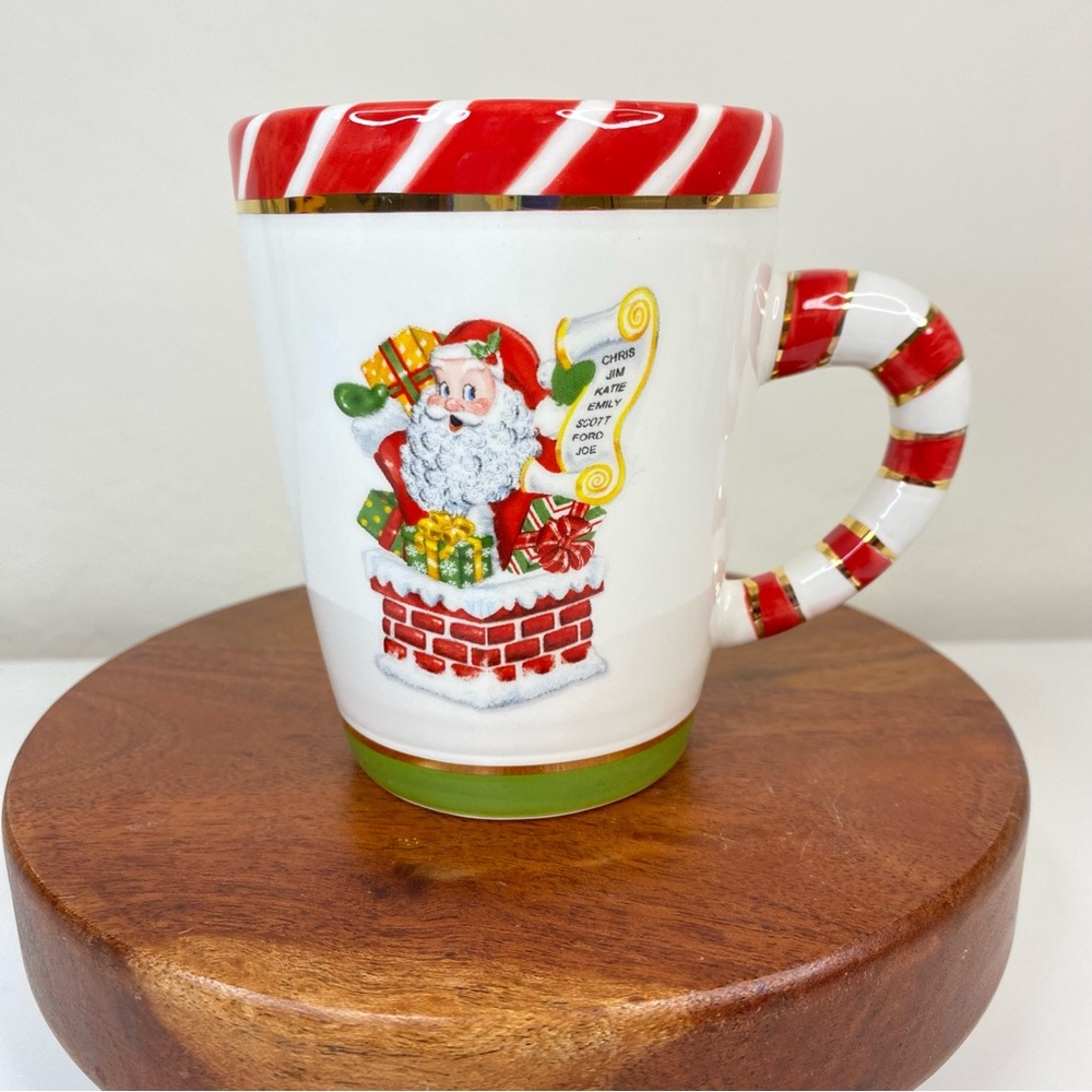 Christopher Radko Letters to Santa Christmas Red & White Stripe Ironstone Mug